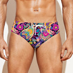Bohemian Paisley Pattern Print Men's Swim Briefs