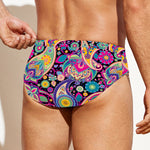 Bohemian Paisley Pattern Print Men's Swim Briefs