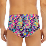 Bohemian Paisley Pattern Print Men's Triangle Swim Briefs