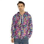 Bohemian Paisley Pattern Print Men's Velvet Pullover Hoodie