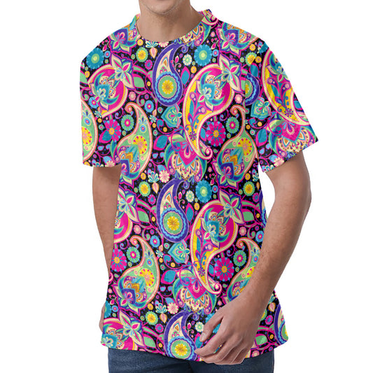 Bohemian Paisley Pattern Print Men's Velvet T-Shirt