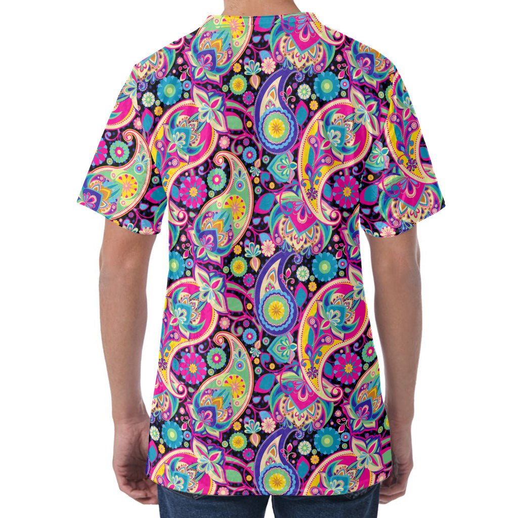 Bohemian Paisley Pattern Print Men's Velvet T-Shirt