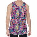 Bohemian Paisley Pattern Print Men's Velvet Tank Top