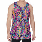 Bohemian Paisley Pattern Print Men's Velvet Tank Top