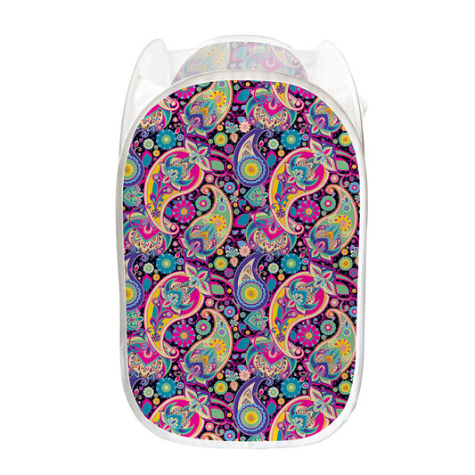 Bohemian Paisley Pattern Print Mesh Laundry Hamper