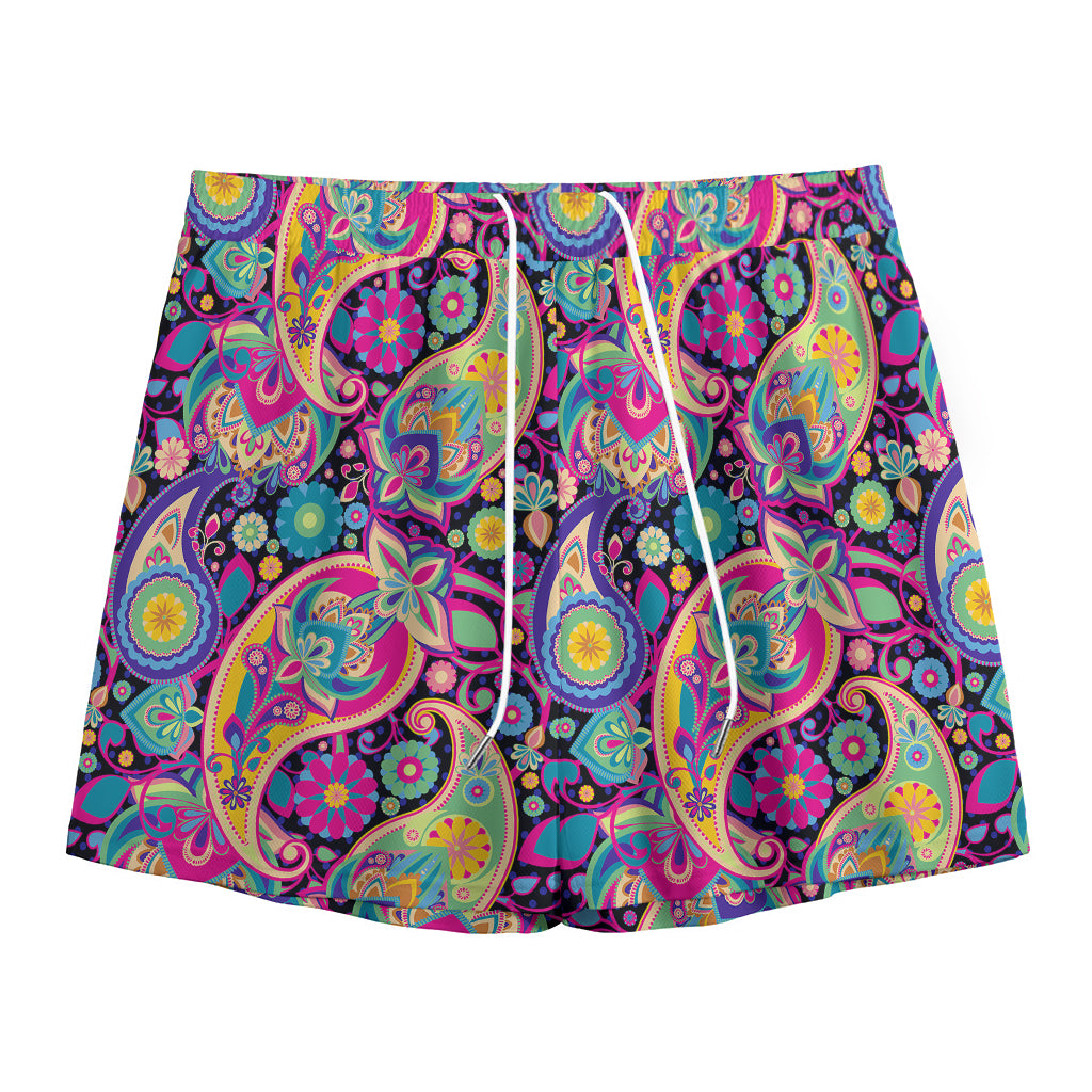 Bohemian Paisley Pattern Print Mesh Shorts