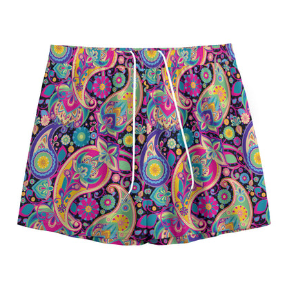 Bohemian Paisley Pattern Print Mesh Shorts