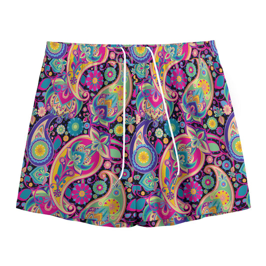 Bohemian Paisley Pattern Print Mesh Shorts