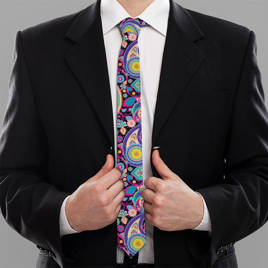 Bohemian Paisley Pattern Print Necktie