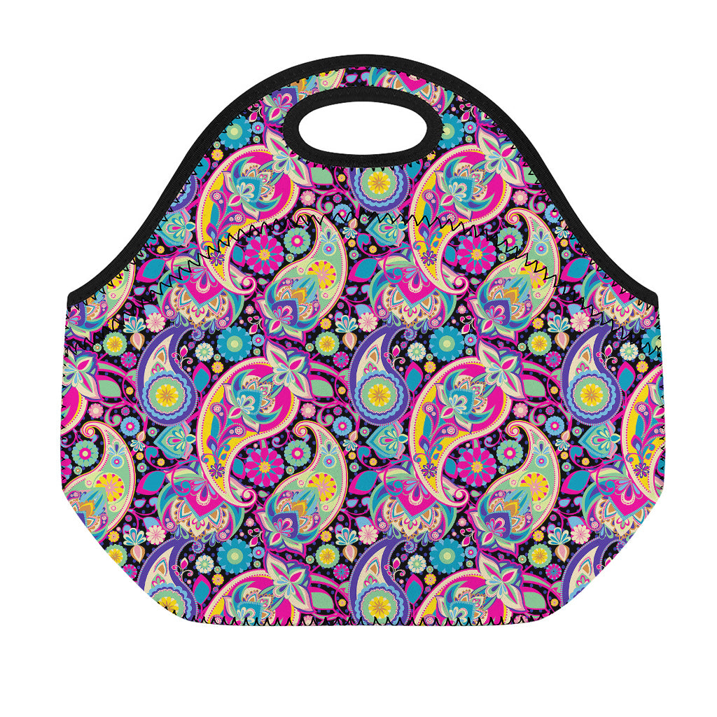 Bohemian Paisley Pattern Print Neoprene Lunch Bag