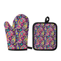 Bohemian Paisley Pattern Print Oven Mitt And Pot Holder Set