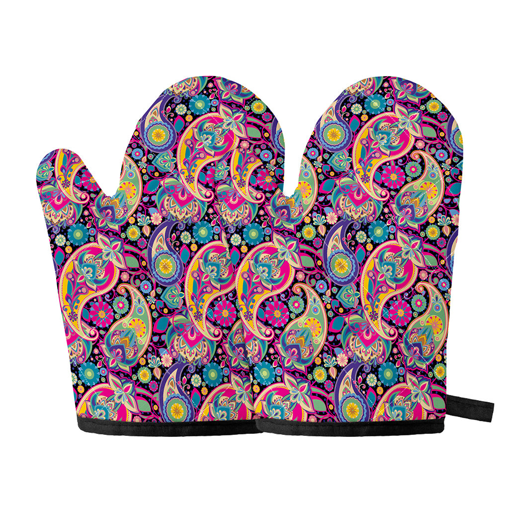 Bohemian Paisley Pattern Print Oven Mitts
