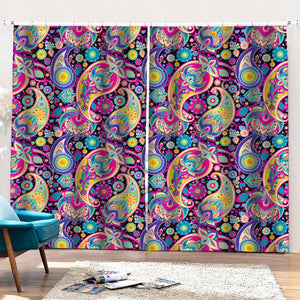 Bohemian Paisley Pattern Print Pencil Pleat Curtains