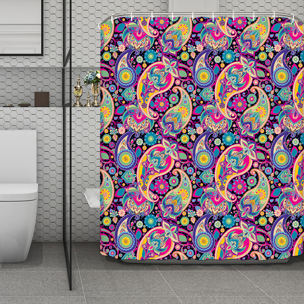 Bohemian Paisley Pattern Print Polyester Shower Curtain