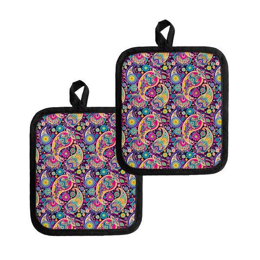 Bohemian Paisley Pattern Print Pot Holders