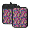 Bohemian Paisley Pattern Print Pot Holders With Pocket