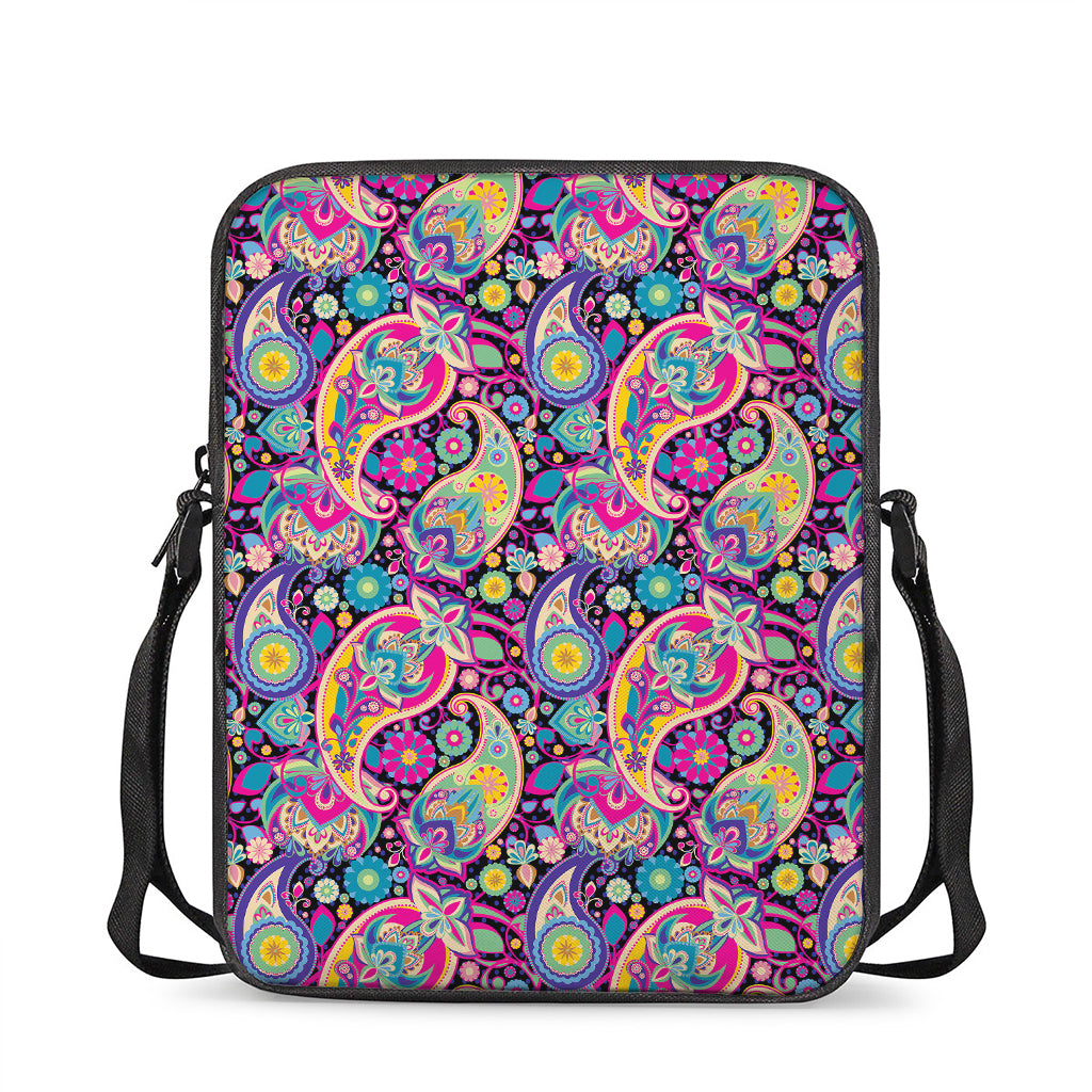 Bohemian Paisley Pattern Print Rectangular Crossbody Bag