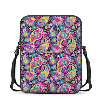 Bohemian Paisley Pattern Print Rectangular Crossbody Bag