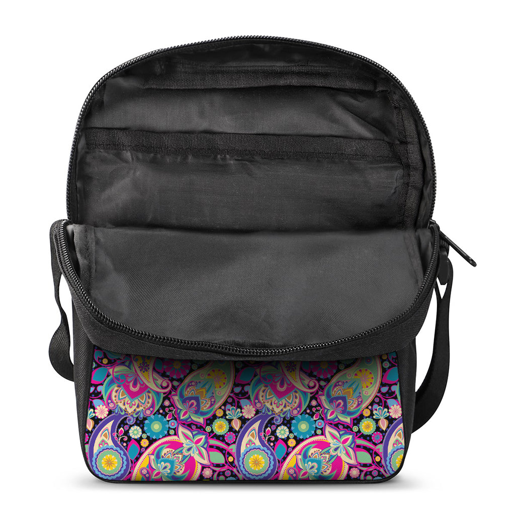 Bohemian Paisley Pattern Print Rectangular Crossbody Bag