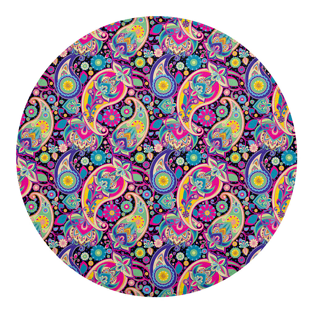 Bohemian Paisley Pattern Print Round Blanket