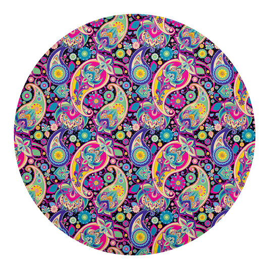 Bohemian Paisley Pattern Print Round Blanket