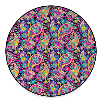 Bohemian Paisley Pattern Print Round Floor Mat