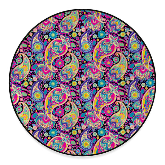 Bohemian Paisley Pattern Print Round Floor Mat