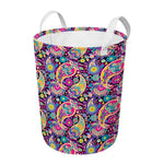 Bohemian Paisley Pattern Print Round Laundry Basket