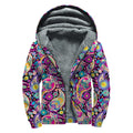 Bohemian Paisley Pattern Print Sherpa Lined Zip Up Hoodie