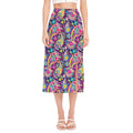 Bohemian Paisley Pattern Print Side Slit Midi Skirt