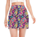 Bohemian Paisley Pattern Print Side Slit Mini Skirt