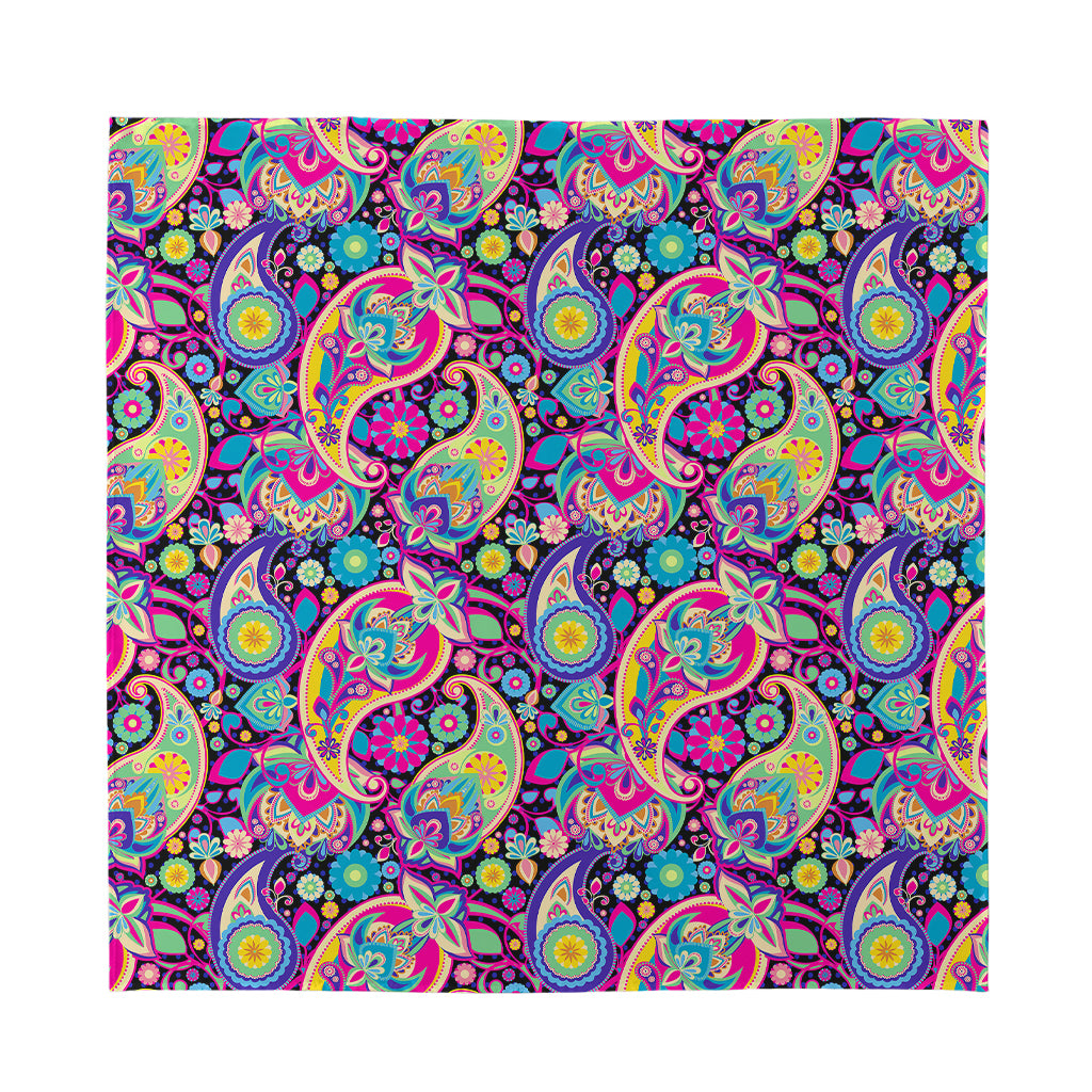 Bohemian Paisley Pattern Print Silk Bandana