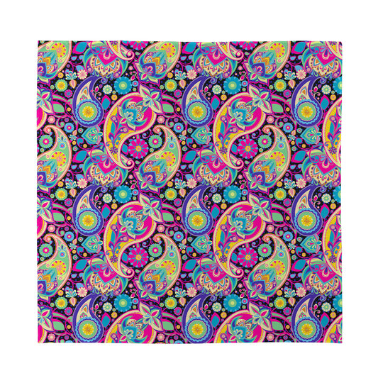 Bohemian Paisley Pattern Print Silk Bandana