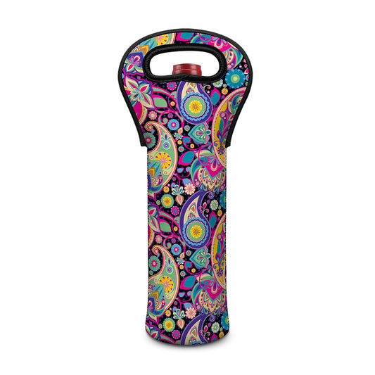 Bohemian Paisley Pattern Print Single Neoprene Wine Tote