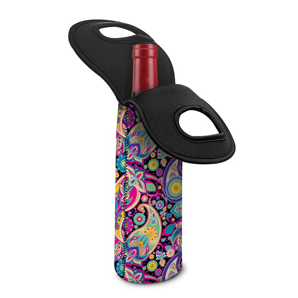 Bohemian Paisley Pattern Print Single Neoprene Wine Tote
