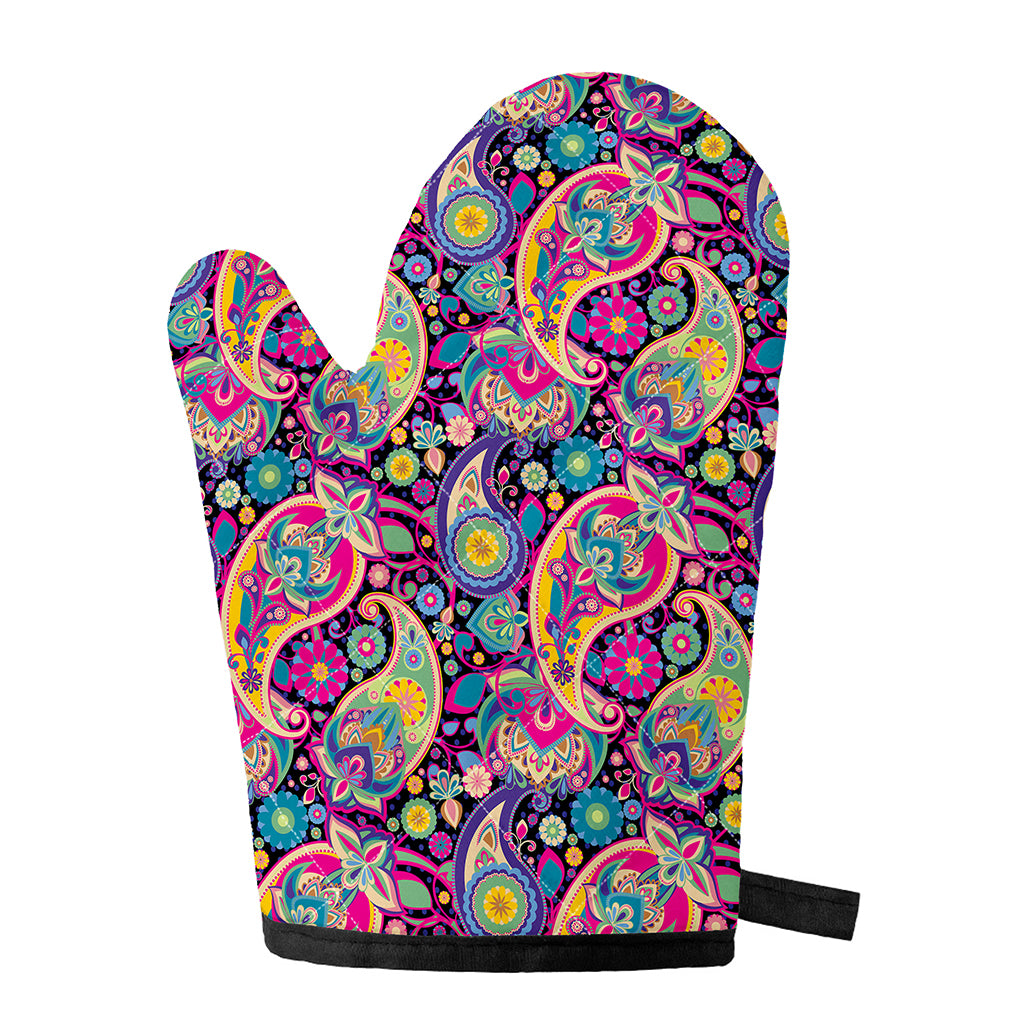 Bohemian Paisley Pattern Print Single Oven Mitt