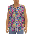 Bohemian Paisley Pattern Print Sleeveless Baseball Jersey