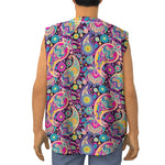 Bohemian Paisley Pattern Print Sleeveless Baseball Jersey