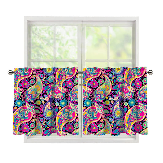 Bohemian Paisley Pattern Print Tier Curtains