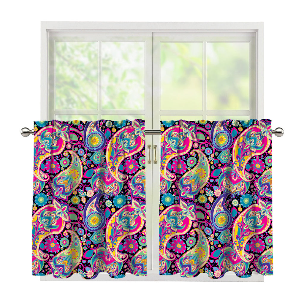 Bohemian Paisley Pattern Print Tier Curtains
