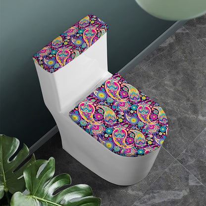 Bohemian Paisley Pattern Print Toilet Lid And Tank Cover Set