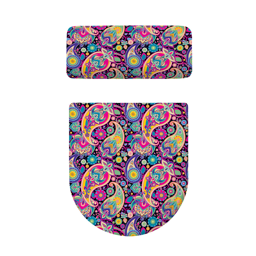 Bohemian Paisley Pattern Print Toilet Lid And Tank Cover Set