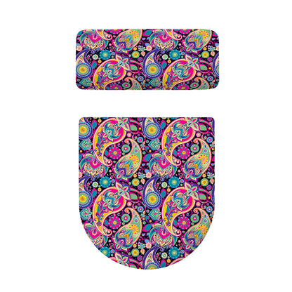 Bohemian Paisley Pattern Print Toilet Lid And Tank Cover Set