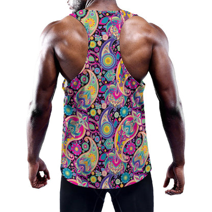 Bohemian Paisley Pattern Print Training Tank Top