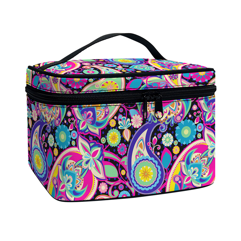 Bohemian Paisley Pattern Print Travel Makeup Bag