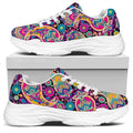 Bohemian Paisley Pattern Print White Chunky Shoes