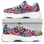 Bohemian Paisley Pattern Print White Chunky Shoes