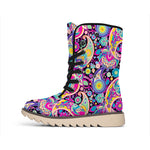 Bohemian Paisley Pattern Print Winter Boots