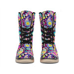 Bohemian Paisley Pattern Print Winter Boots