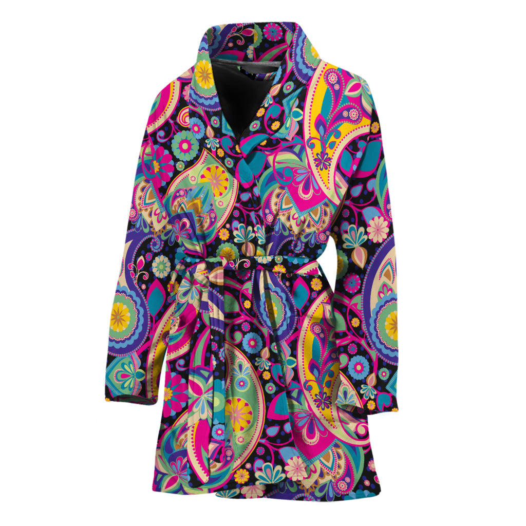 Bohemian Paisley Pattern Print Women's Bathrobe